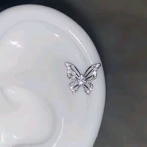 Elegant  Silver Butterfly Stud Earrings